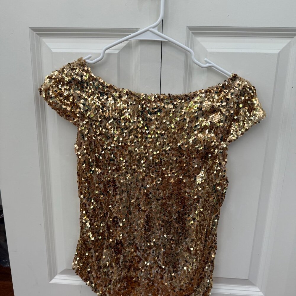 Free People Late Last Night Tee, Gold Sequin